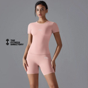 Womens Basic Short Sleeve Top and Shorts Gym Set