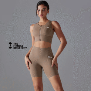 Woman's Yoga Sets Zipper Gym Tops and Shorts