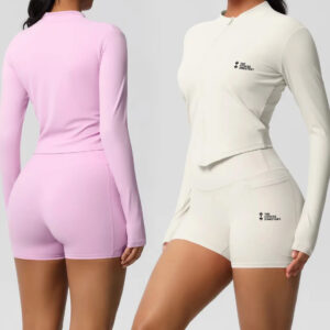 Two Piece TerraFit Zipper and Shorts Gym Set