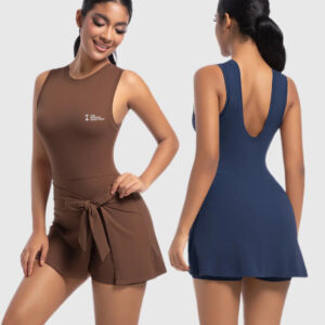 Bow Wrap Padel Tennis Dress With Built-In Bra and Shorts