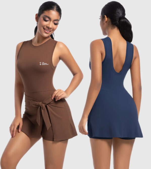 Bow Wrap Padel Tennis Dress With Built-In Bra and Shorts