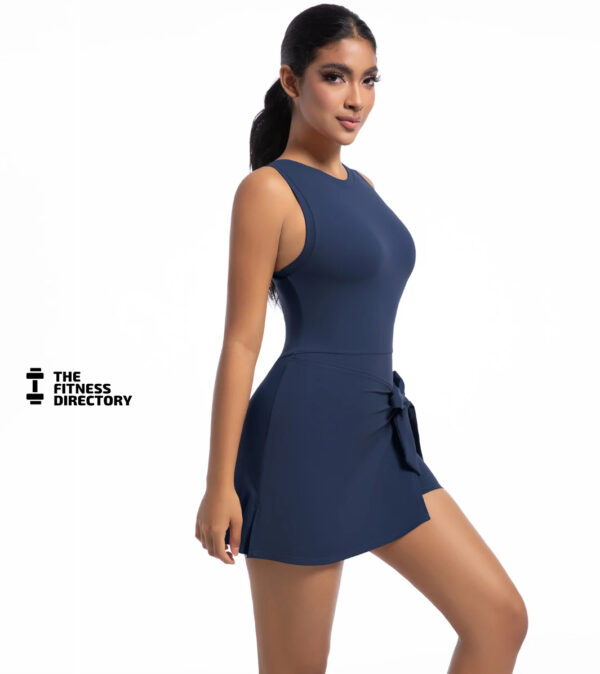 Bow Wrap Padel Tennis Dress With Built-In Bra and Shorts - Image 7