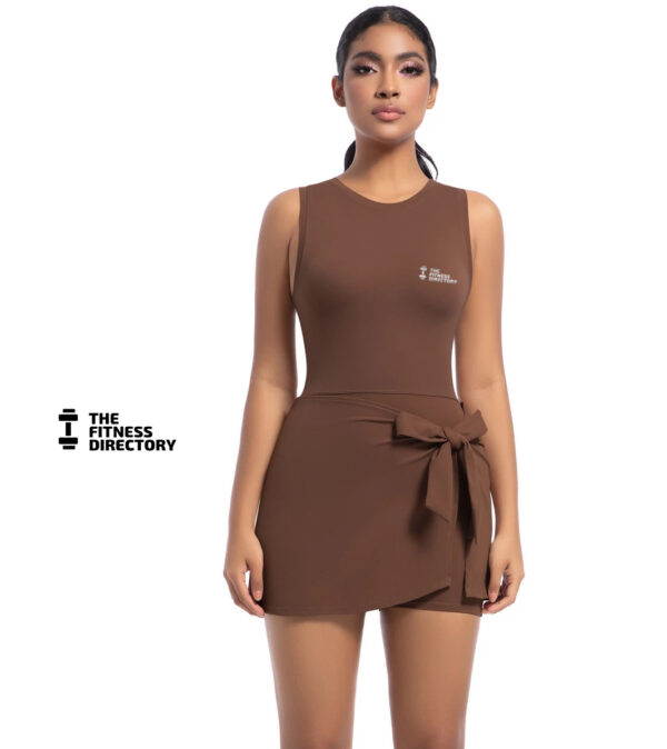 Bow Wrap Padel Tennis Dress With Built-In Bra and Shorts - Image 5