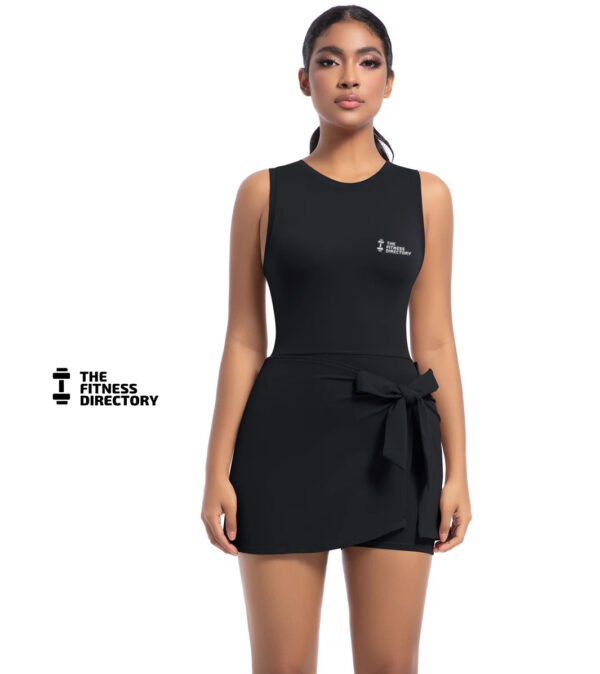 Bow Wrap Padel Tennis Dress With Built-In Bra and Shorts - Image 9