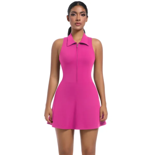 Zip and Collar Padel Tennis Dress - Image 8