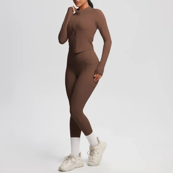Two Piece TerraFit Zipper and Leggings Gym Set - Image 3