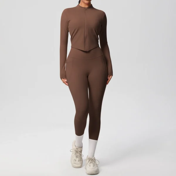 Two Piece TerraFit Zipper and Leggings Gym Set - Image 10