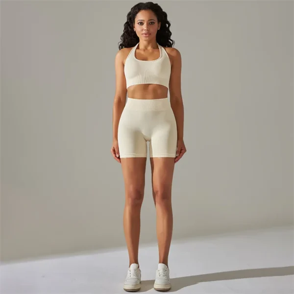 Halter Neck Bra and Shorts Gym Set - Image 44
