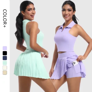 Pleated Padel Tennis Skirt and Top Set