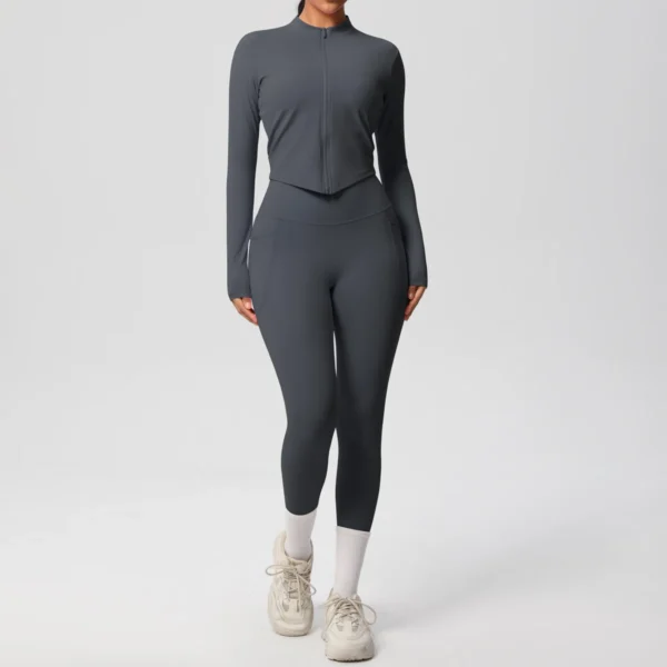 Two Piece TerraFit Zipper and Leggings Gym Set - Image 70