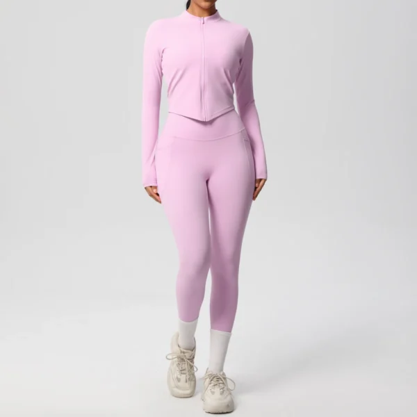 Two Piece TerraFit Zipper and Leggings Gym Set - Image 50