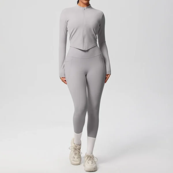 Two Piece TerraFit Zipper and Leggings Gym Set - Image 84