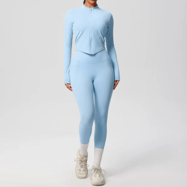 Two Piece TerraFit Zipper and Leggings Gym Set - Image 34