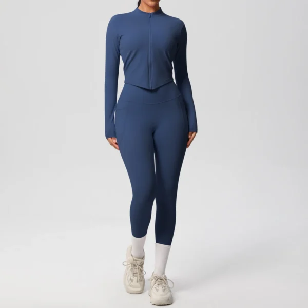 Two Piece TerraFit Zipper and Leggings Gym Set - Image 5