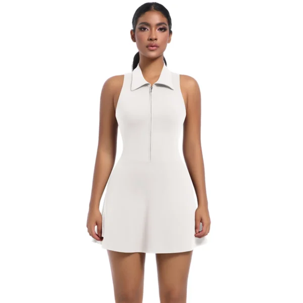 Zip and Collar Padel Tennis Dress - Image 34