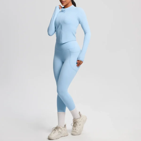 Two Piece TerraFit Zipper and Leggings Gym Set - Image 7