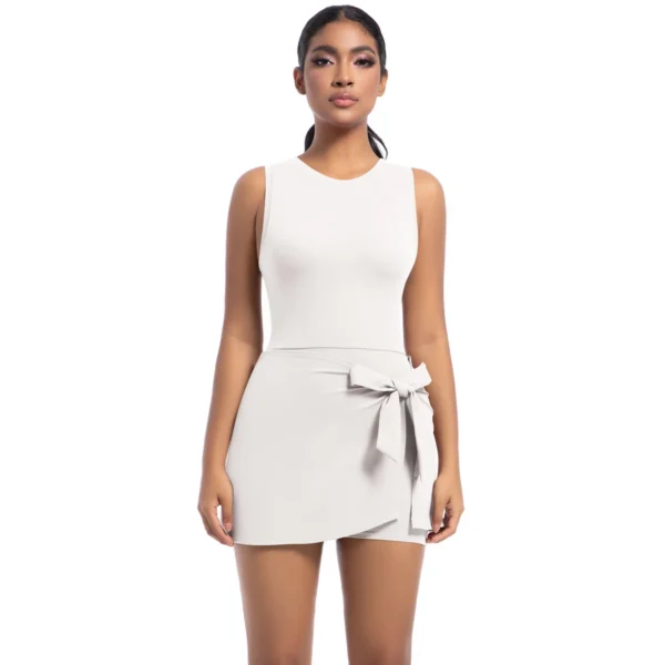 Bow Wrap Padel Tennis Dress With Built-In Bra and Shorts - Image 10