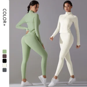QuickDry Form Jacket and Leggings Gym Sets