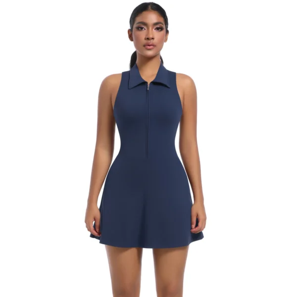 Zip and Collar Padel Tennis Dress - Image 20