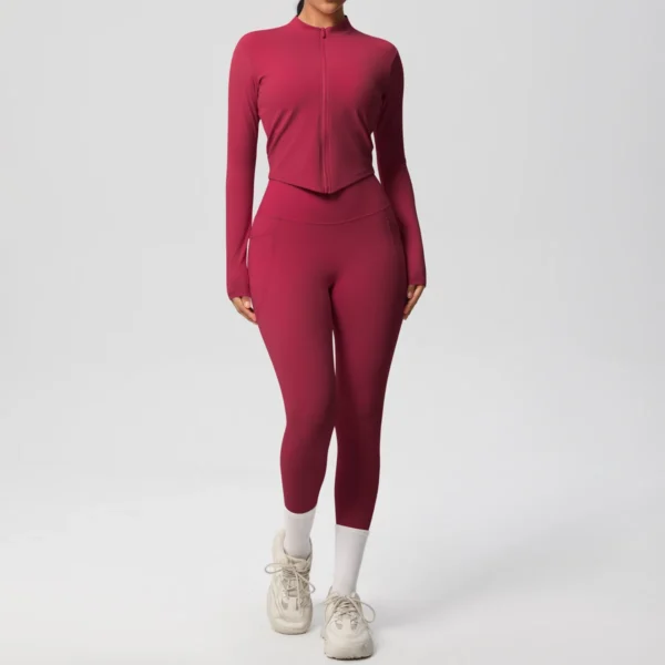 Two Piece TerraFit Zipper and Leggings Gym Set - Image 44