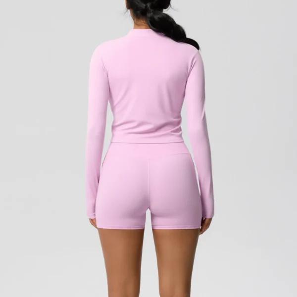 Two Piece TerraFit Zipper and Shorts Gym Set - Image 4