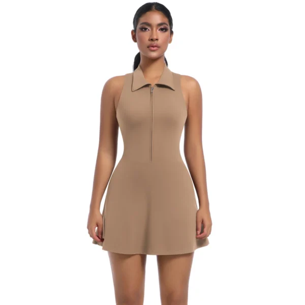 Zip and Collar Padel Tennis Dress - Image 46