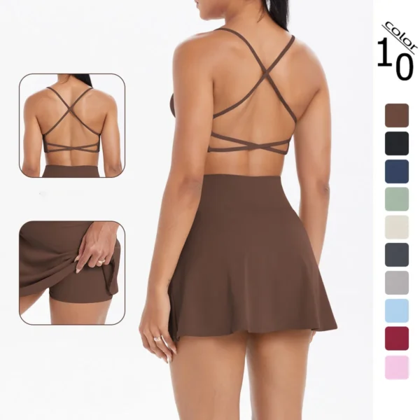 Padel Backless Bra and Skort Tennis Set
