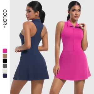 Zip and Collar Padel Tennis Dress