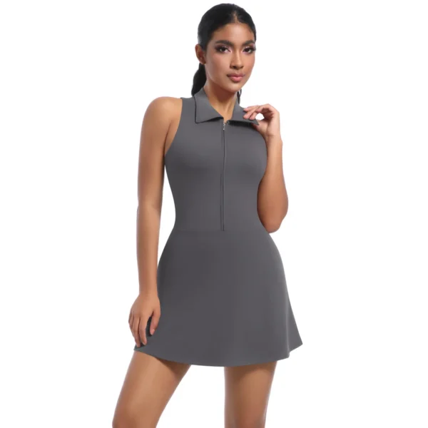 Zip and Collar Padel Tennis Dress - Image 7