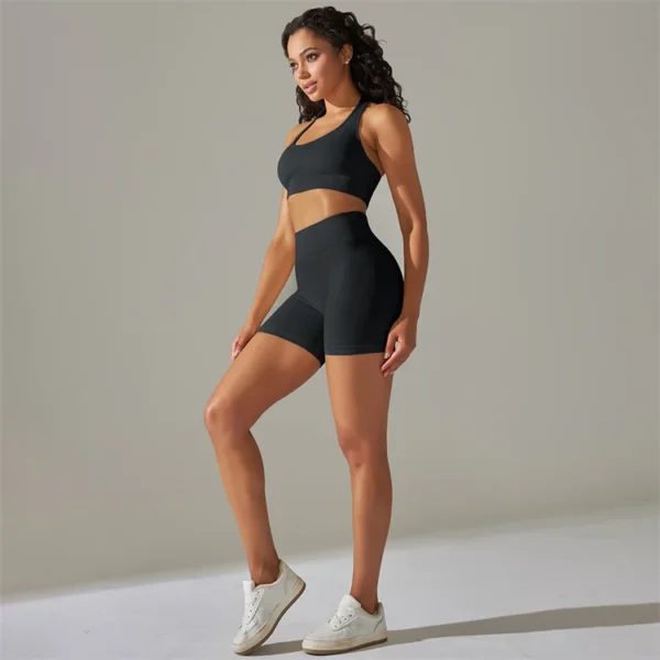 Halter Neck Bra and Shorts Gym Set - Image 3
