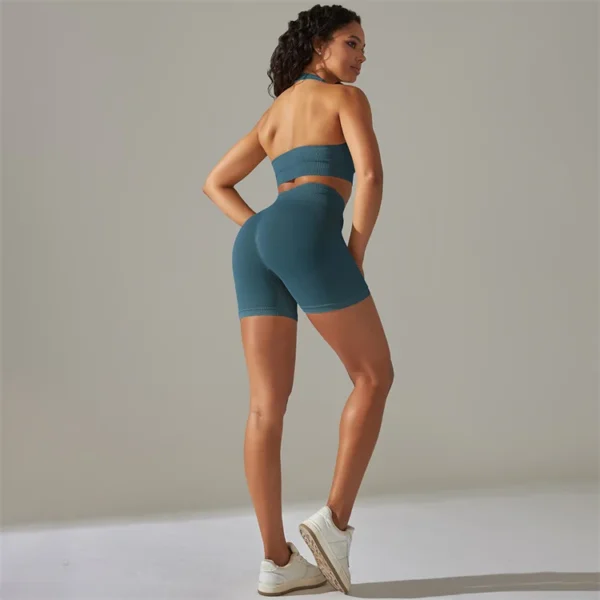 Halter Neck Bra and Shorts Gym Set - Image 6