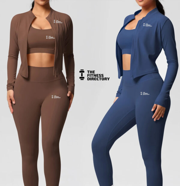 Three Pieces TerraFit Zipper Bra and Leggings Gym Set - Image 13