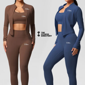 Three Pieces TerraFit Zipper Bra and Leggings Gym Set
