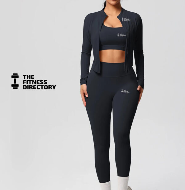 Three Pieces TerraFit Zipper Bra and Leggings Gym Set - Image 4