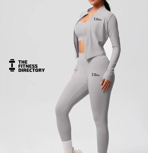 Three Pieces TerraFit Zipper Bra and Leggings Gym Set - Image 7