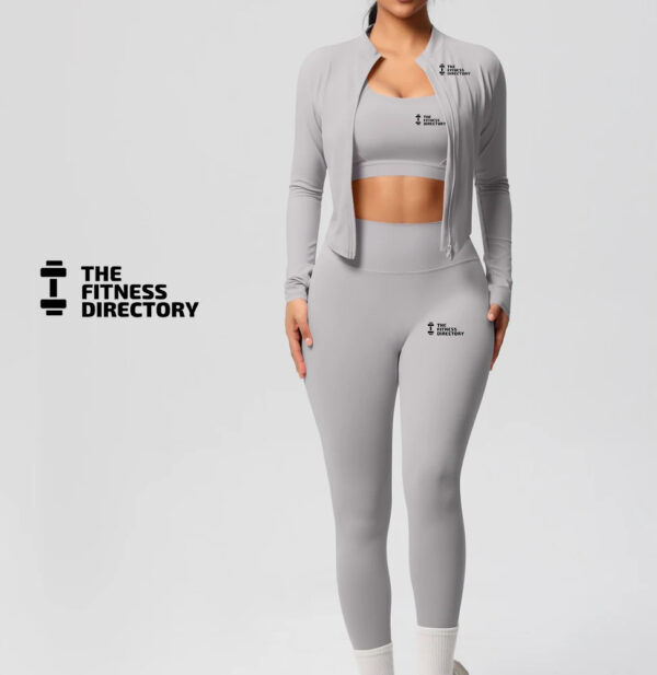 Three Pieces TerraFit Zipper Bra and Leggings Gym Set - Image 8