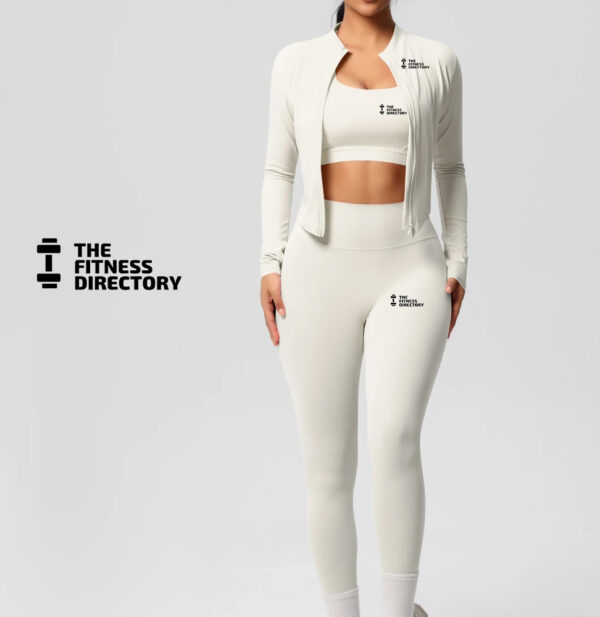 Three Pieces TerraFit Zipper Bra and Leggings Gym Set - Image 2