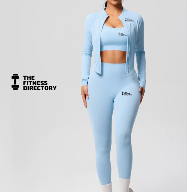 Three Pieces TerraFit Zipper Bra and Leggings Gym Set - Image 9