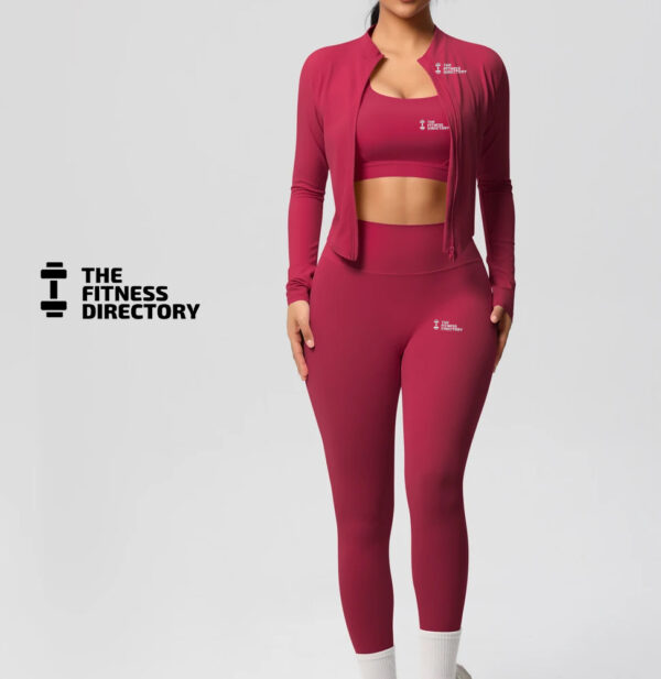 Three Pieces TerraFit Zipper Bra and Leggings Gym Set - Image 10