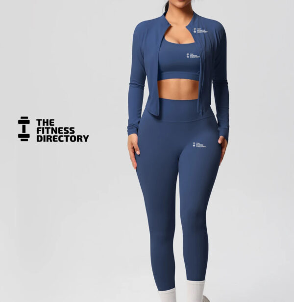 Three Pieces TerraFit Zipper Bra and Leggings Gym Set - Image 12