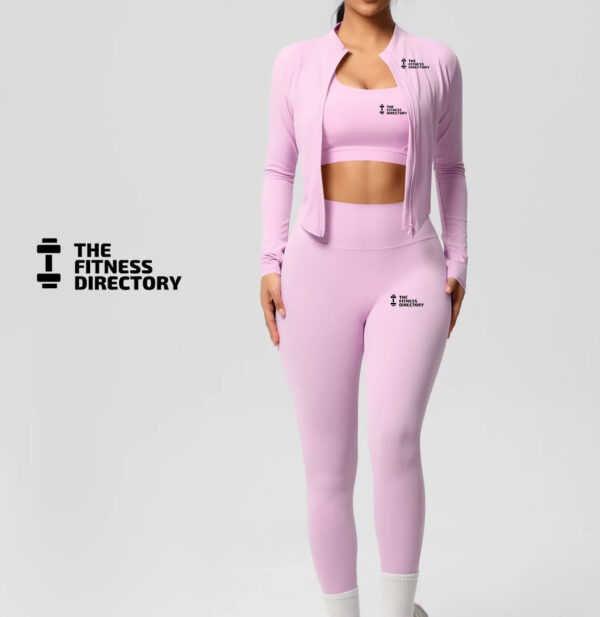 Three Pieces TerraFit Zipper Bra and Leggings Gym Set - Image 6