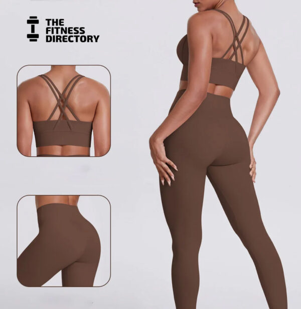 Cross Back Bra and Leggings Gym Set - Image 8
