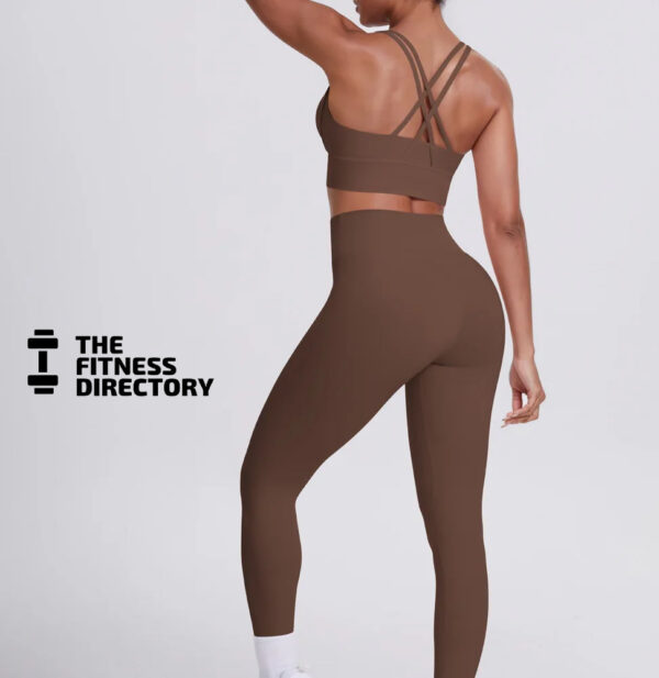 Cross Back Bra and Leggings Gym Set - Image 4