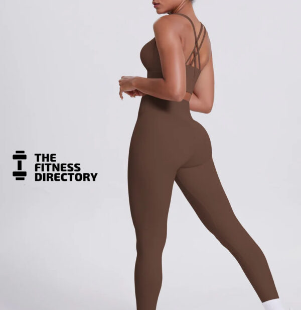 Cross Back Bra and Leggings Gym Set - Image 5