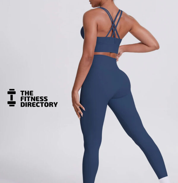 Cross Back Bra and Leggings Gym Set - Image 9